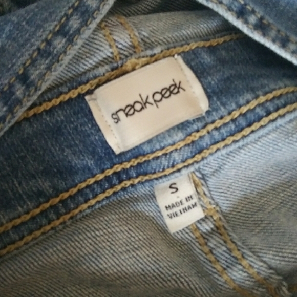 Sneak Peek Distressed Denim Skinny Overalls EUC - Picture 5 of 14